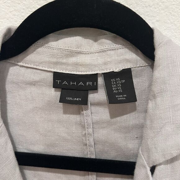 Tahari 100% Linen Unstructured Button Front Womens Blazer Jacket SIZE XS - Picture 2 of 6